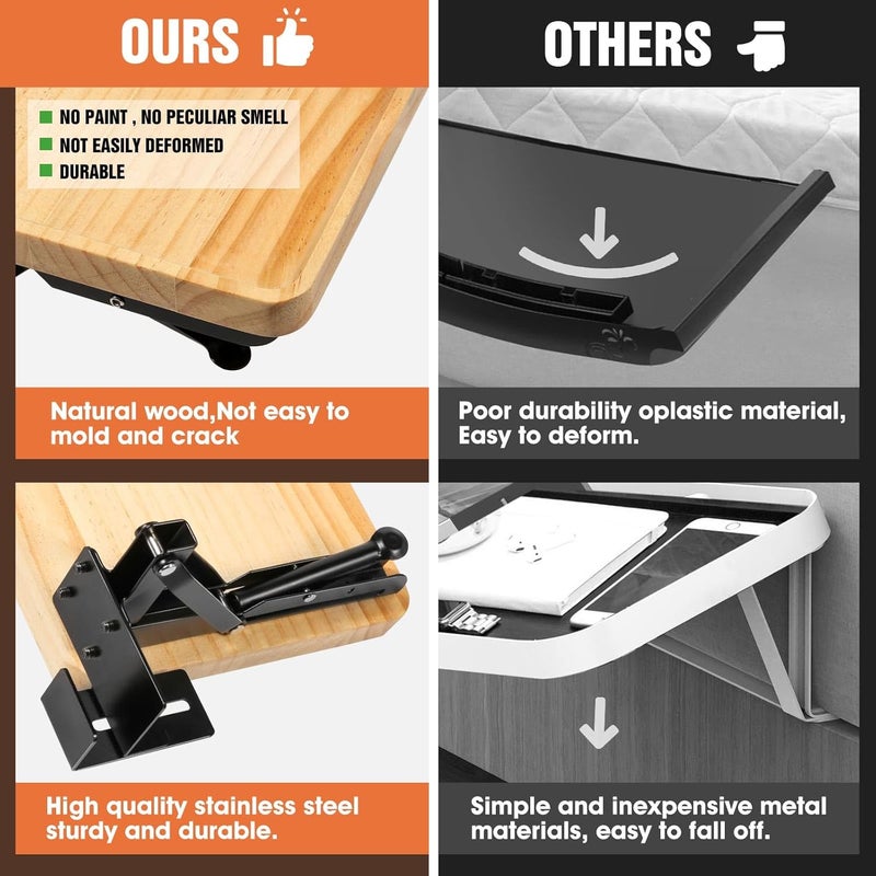 SKMYL Foldable Bedside Shelf, Bunk Bed Shelf, Bed Side Tray for Bunk Beds in University Dormitories, Simple Nightstand, Wood and Steel - Image 4